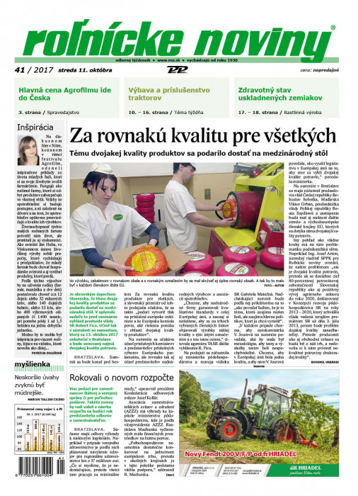 Rolnické noviny 41 / 2017